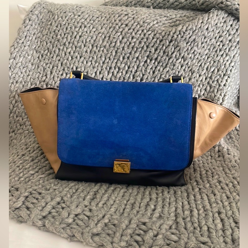Celine Trapeze Bag - blue and beige